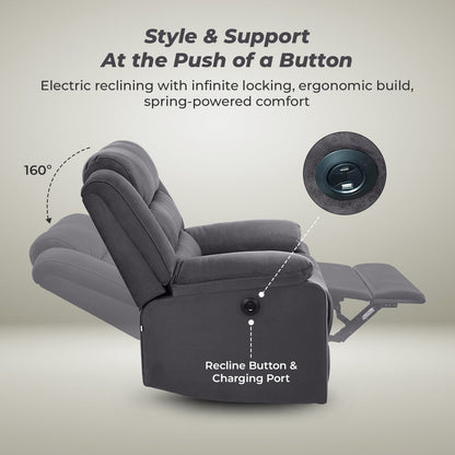 Nilkamal Sierra 1 Seater Electric Recliner Sofa (Brown)