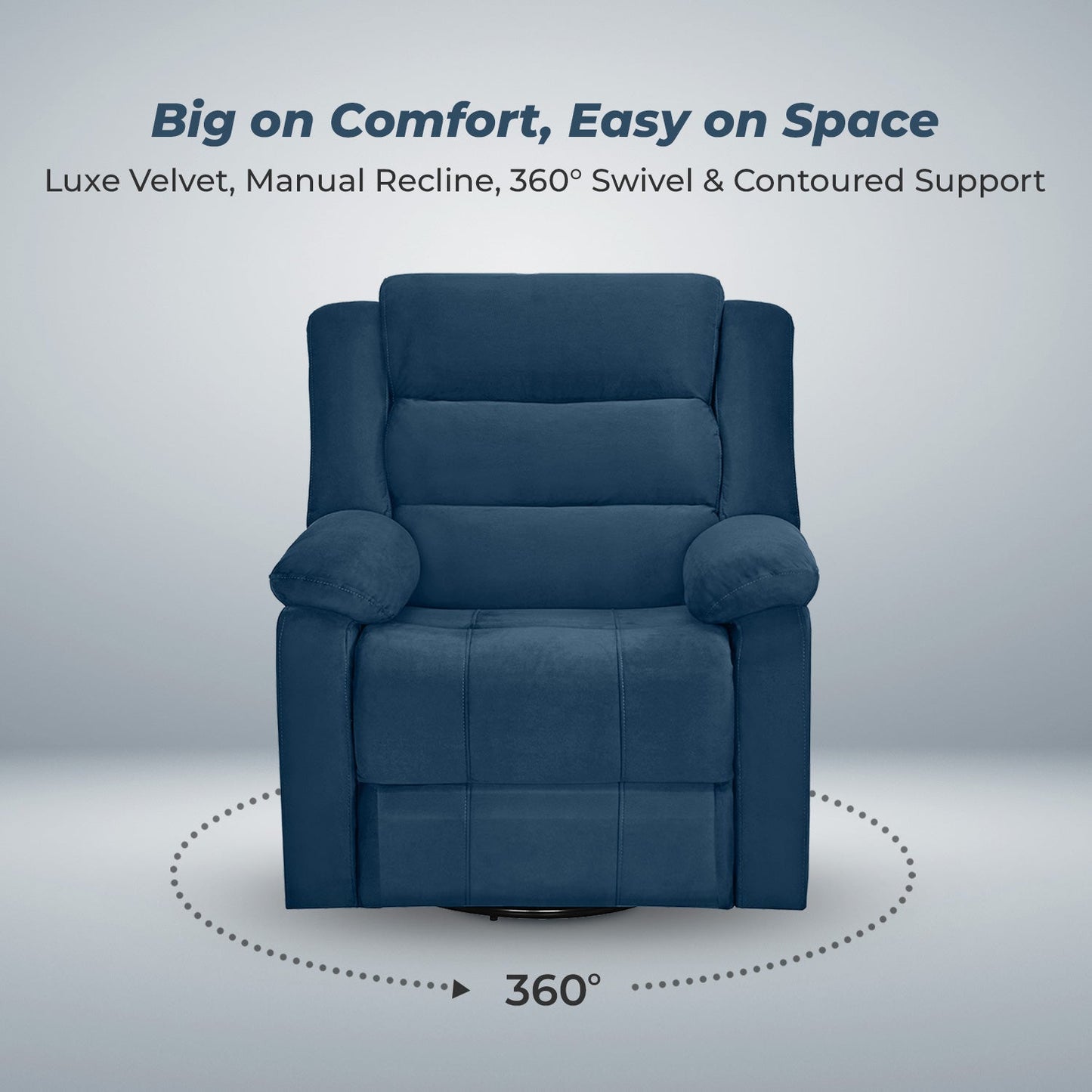 Nilkamal Sierra 1 Seater Rocker & Swivel Recliner Sofa (Blue)