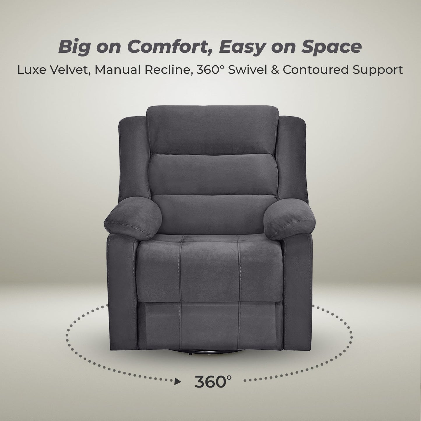 Nilkamal Sierra 1 Seater Rocker & Swivel Recliner Sofa (Brown)