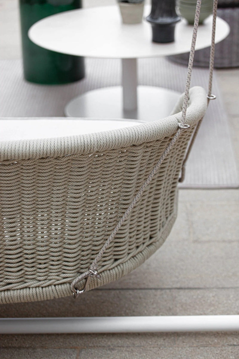Noxe Single Seater Hanging Swing Without Stand For Balcony , Garden Swing (Cream) Braided & Rope