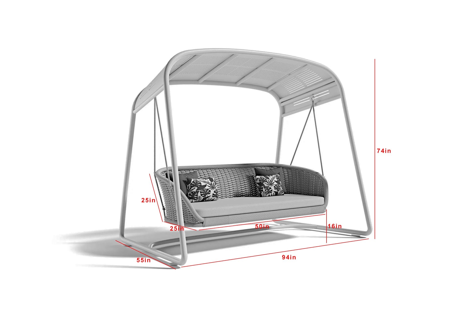Wegg Double Seater Hanging Swing With Stand For Balcony , Garden Swing (Dark Grey)