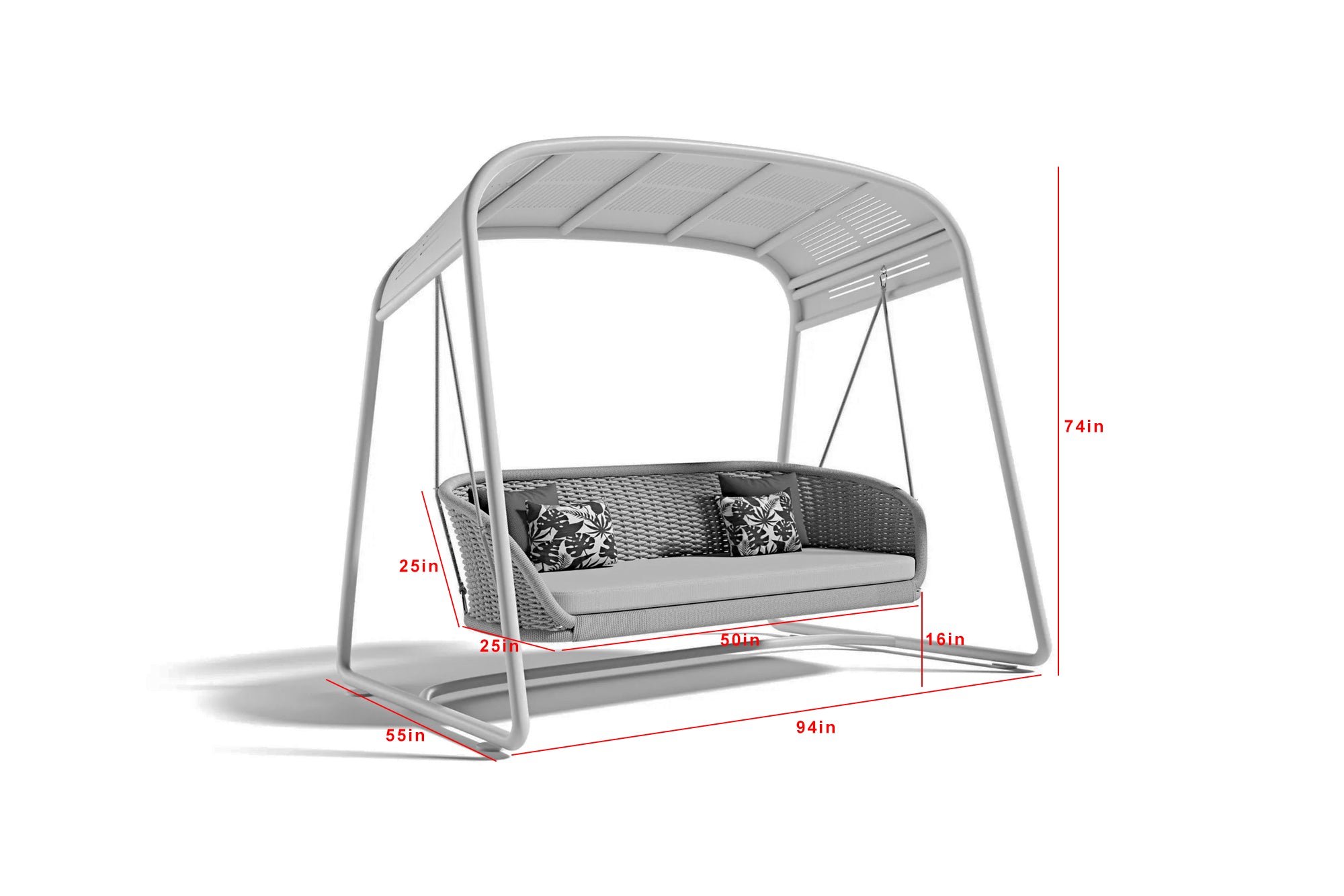 Wegg Double Seater Hanging Swing With Stand For Balcony , Garden Swing (Dark Grey)