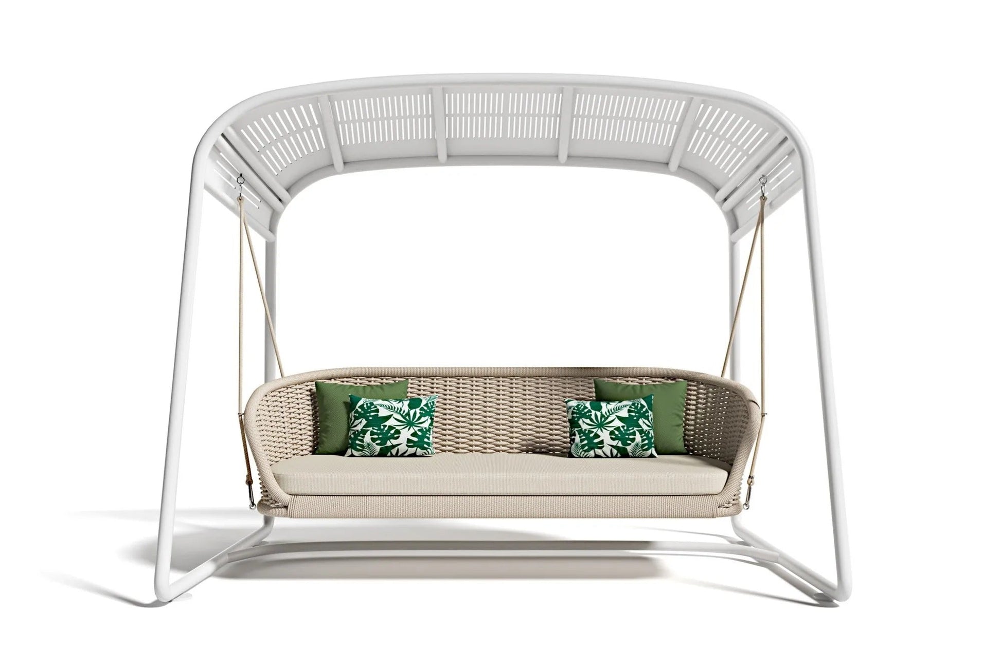 Wobble Double Seater Hanging Swing With Stand For Balcony , Garden Swing (White + Beige)