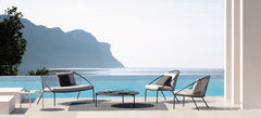 Oli Outdoor Garden Balcony Sofa Set 2 Seater, 2 Single seater and 1 Center Table Set (Black + Cream)