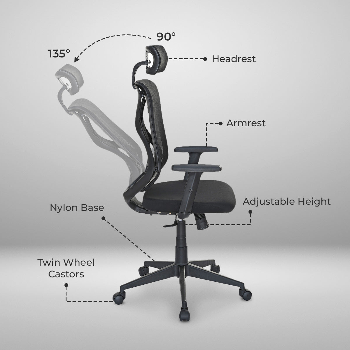Nilkamal Verona High Back Office Chair (Black)