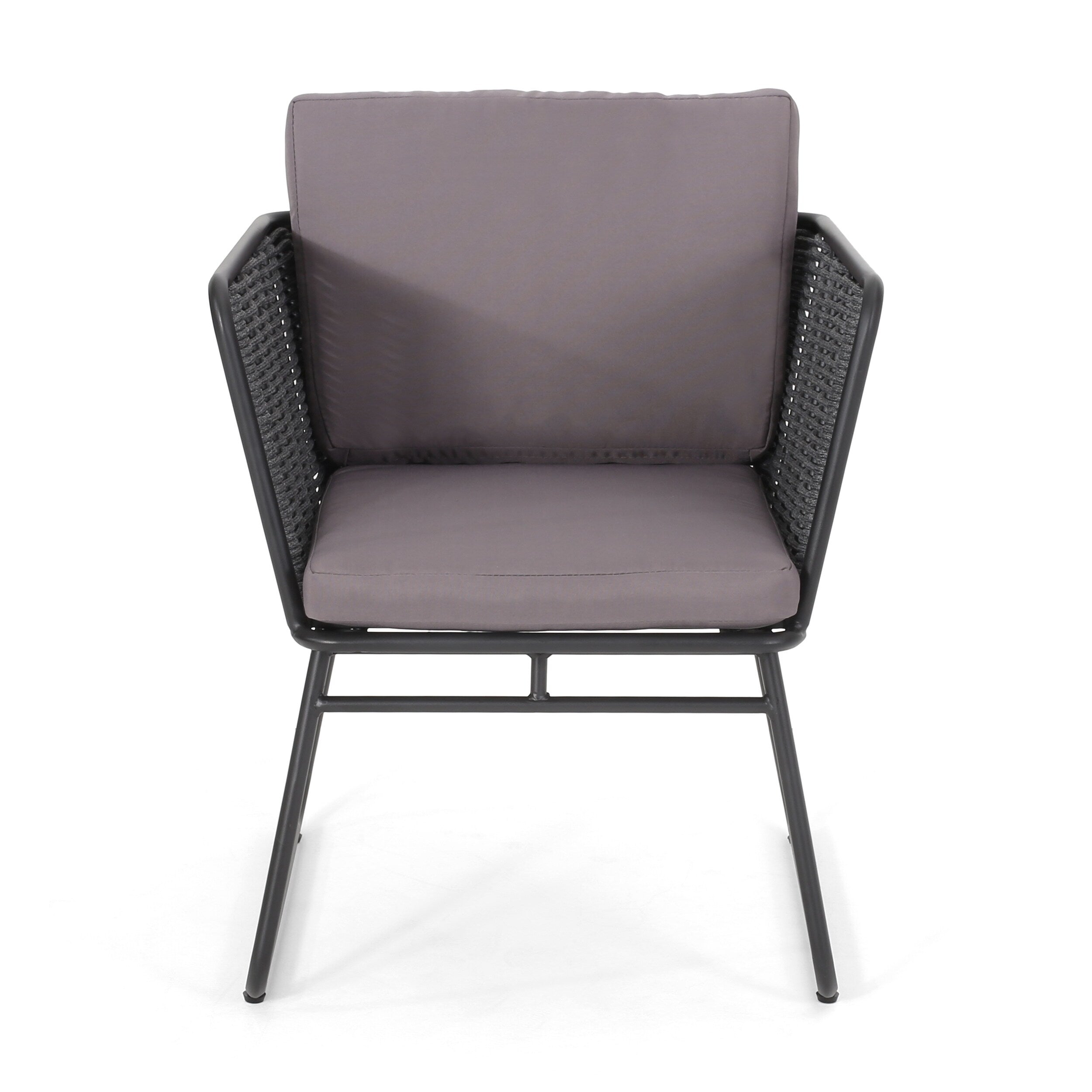 Scat Outdoor Patio Seating Set 2 Chairs and 1 Table Set (Grey) Braided & Rope