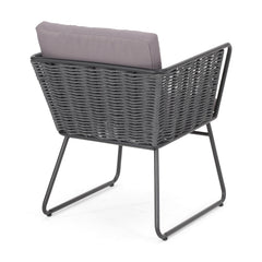Scat Outdoor Patio Seating Set 2 Chairs and 1 Table Set (Grey) Braided & Rope