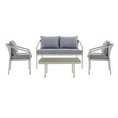 Coven Outdoor Garden Balcony Sofa Set 2 Seater, 2 Single seater and 1 Center Table Set (Cream)