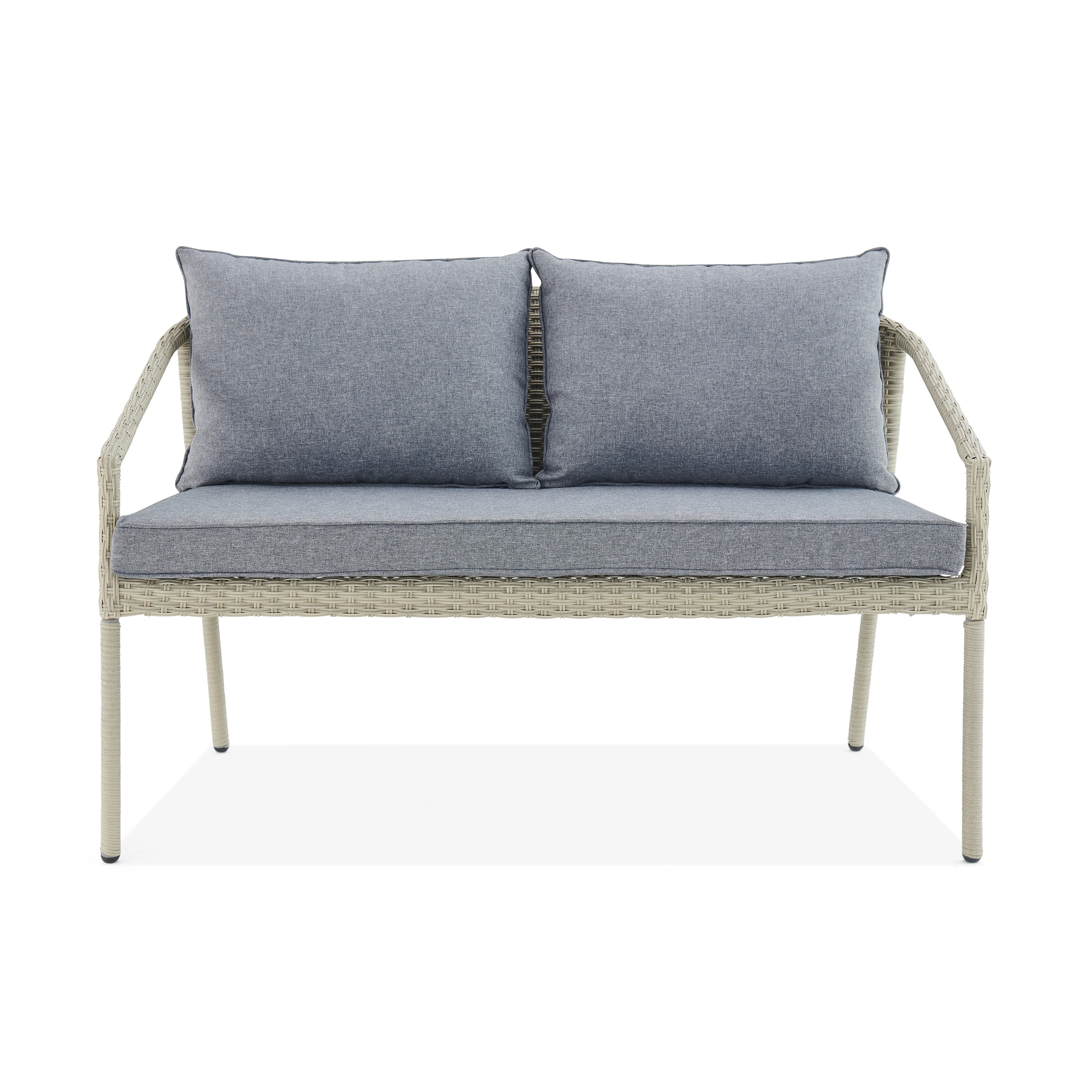 Coven Outdoor Garden Balcony Sofa Set 2 Seater, 2 Single seater and 1 Center Table Set (Cream)