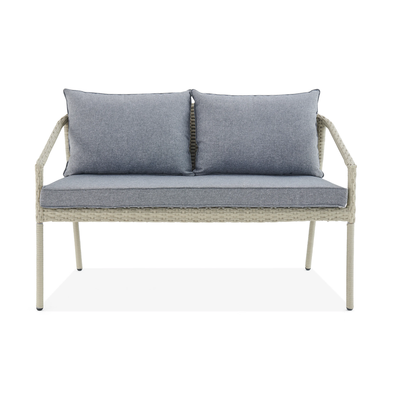 Coven Outdoor Garden Balcony Sofa Set 2 Seater, 2 Single seater and 1 Center Table Set (Cream)