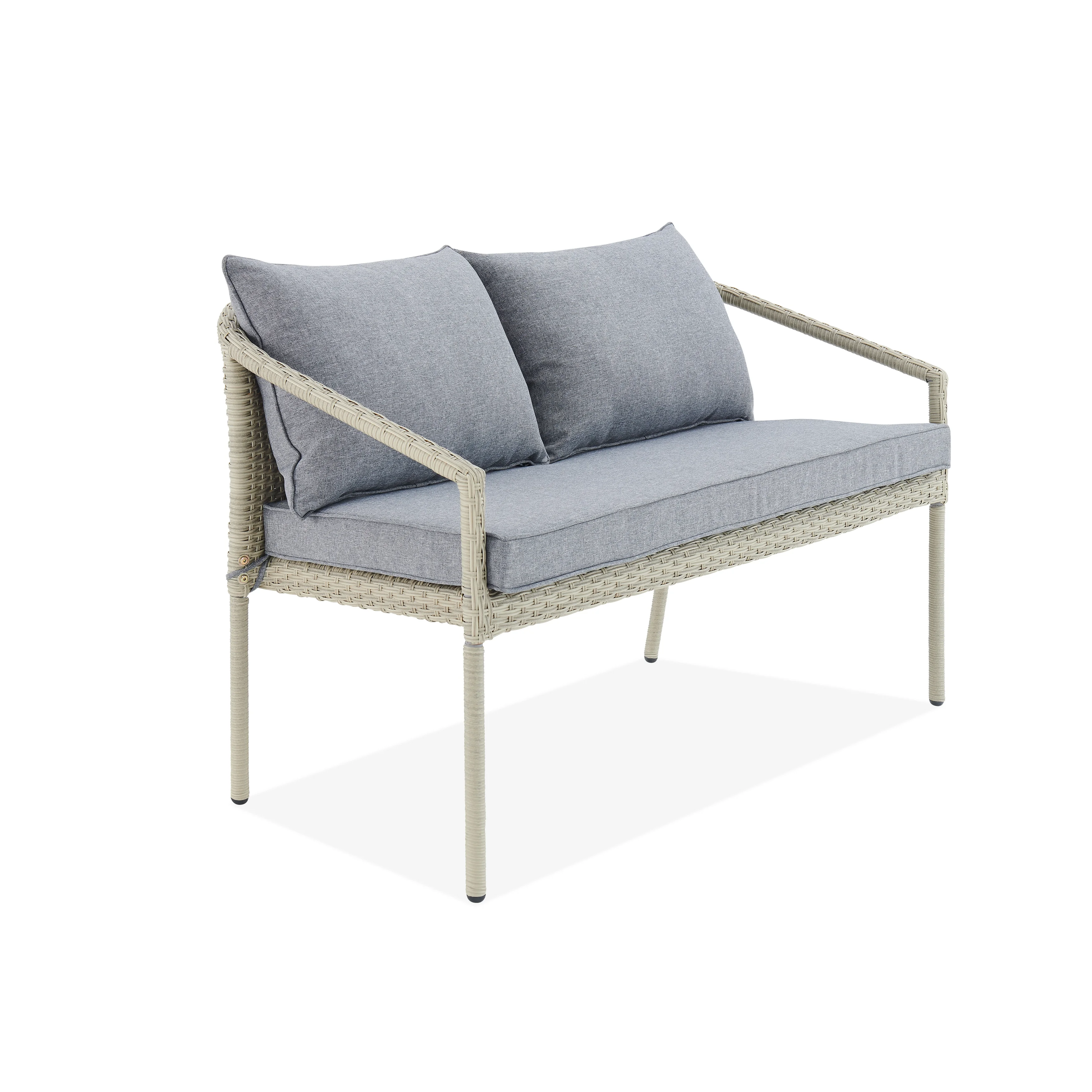 Coven Outdoor Garden Balcony Sofa Set 2 Seater, 2 Single seater and 1 Center Table Set (Cream)