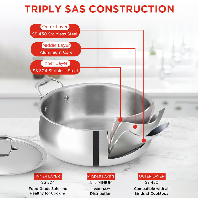 Vinod Platinum Triply Chef's Lagan Pots
