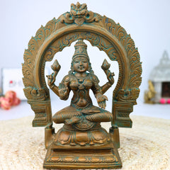 Bronze Maha Lakshmi Idol, Panchadhatu Mahalakshmi Sculpture, Goddess Laxmi Ji Statue For Pooja And Home Decor,Brown, 10 Inch, 1 Piece