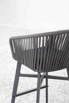 Esen Outdoor Patio Bar Chair 2 Chair For Balcony Braided & Rope (Dark Grey)