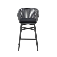 Esen Outdoor Patio Bar Chair 2 Chair For Balcony Braided & Rope (Dark Grey)
