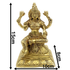 Handcrafted Brass Mahalakshmi Idol – Kamala Devi | Ashta Lakshmi | Shri Padma Lakshmi Sculpture for Home, Temple, and Pooja Decor, Gold, 6 Inch, 1 Piece