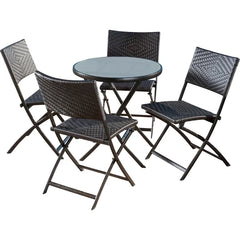 Elisa Outdoor Patio Dining Set 4 Chairs and 1 Table (Black)