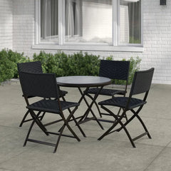 Elisa Outdoor Patio Dining Set 4 Chairs and 1 Table (Black)