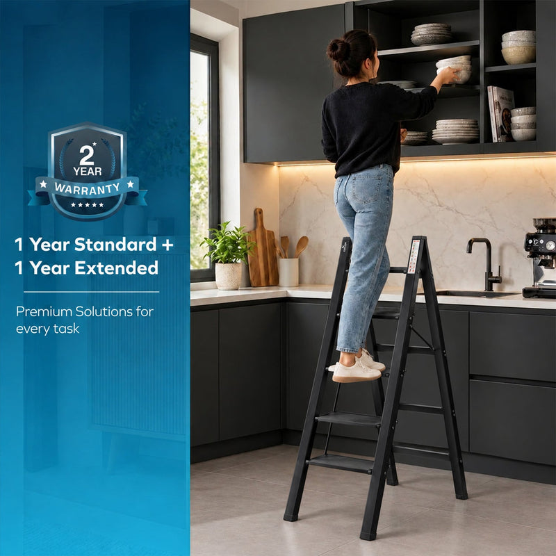 Corvids 5-Steps Premium Folding Step Stool with 2-Year Warranty (Black)-7