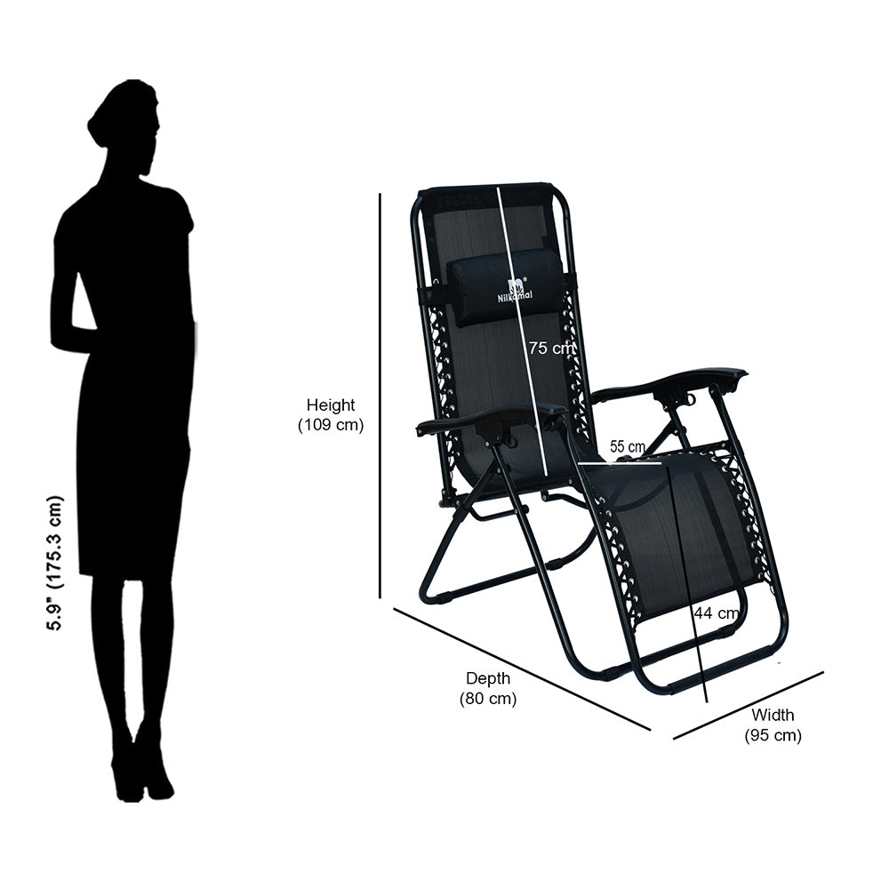 Nilkamal Lisle Foldable Easy Chairs + Table Set (Black)