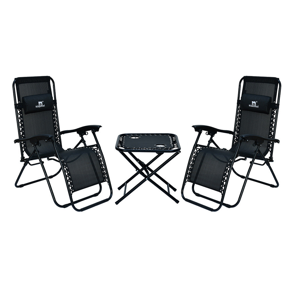 Nilkamal Lisle Foldable Easy Chairs + Table Set (Black)