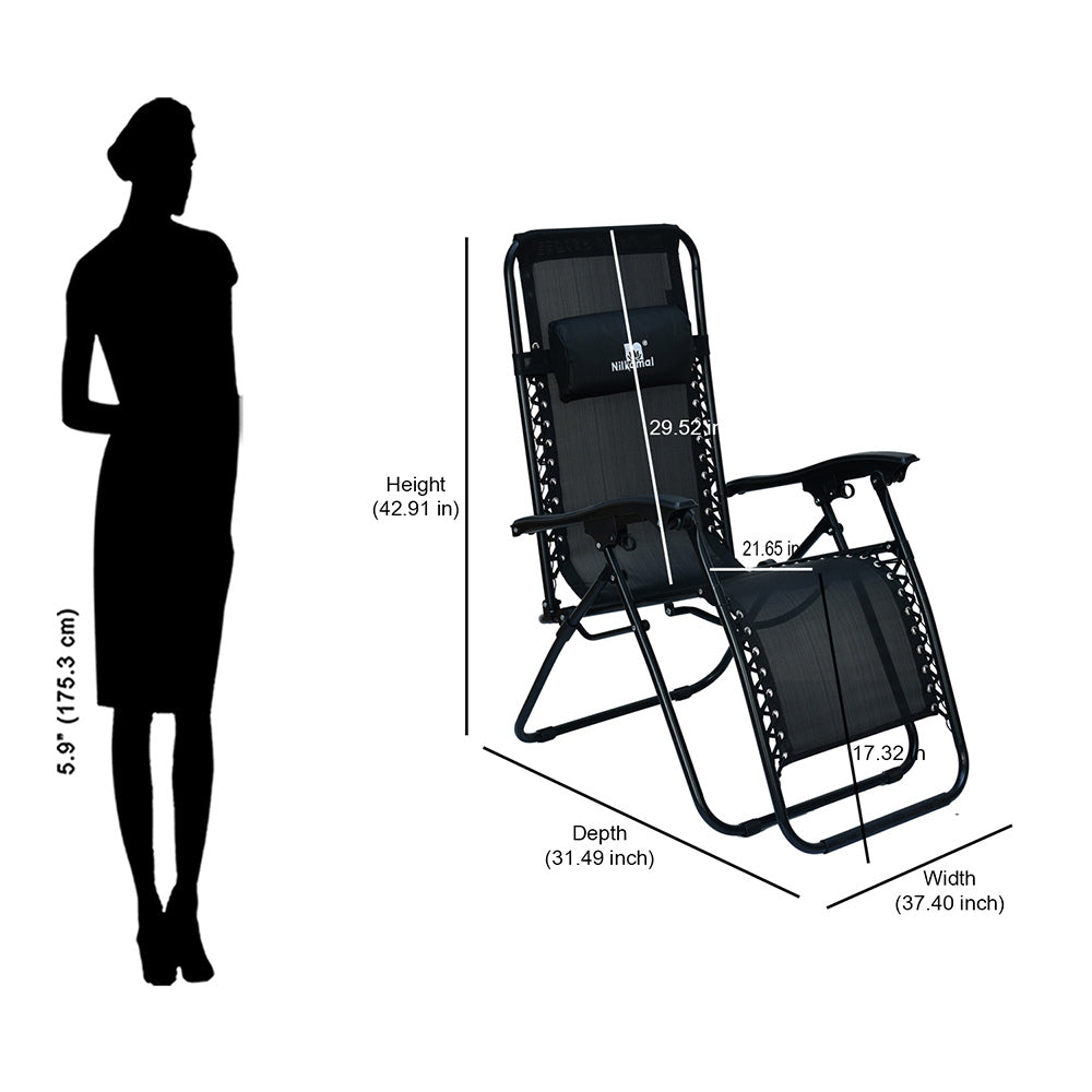 Nilkamal Lisle Foldable Easy Chairs + Table Set (Black)