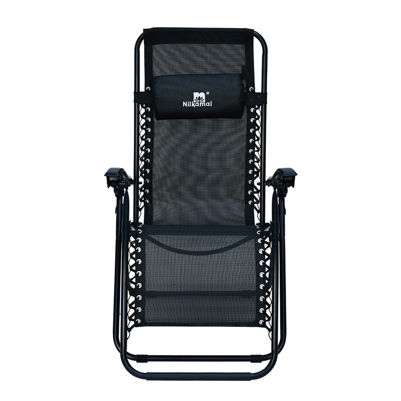 Nilkamal Lisle Foldable Easy Chairs + Table Set (Black)