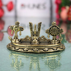 Brass Vishnu Balaji Symbols Idol, Shankha Chakra Gada Padma Srivatsa Namam Narayana Hari Venkateshwara Vaishnava Murti for Puja Decor Gift, Gold, 1.5 Inch, 1 Piece