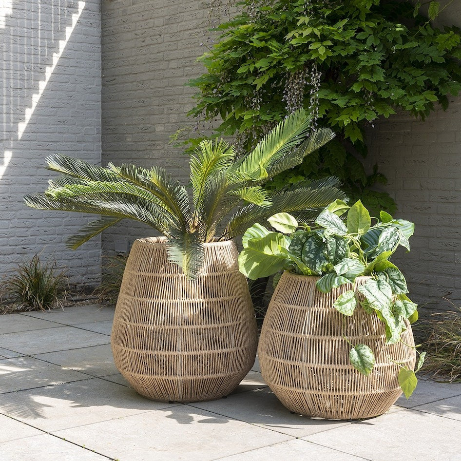 Lenki Outdoor Planters For Garden , Balcony (Tan) Braided & Rope