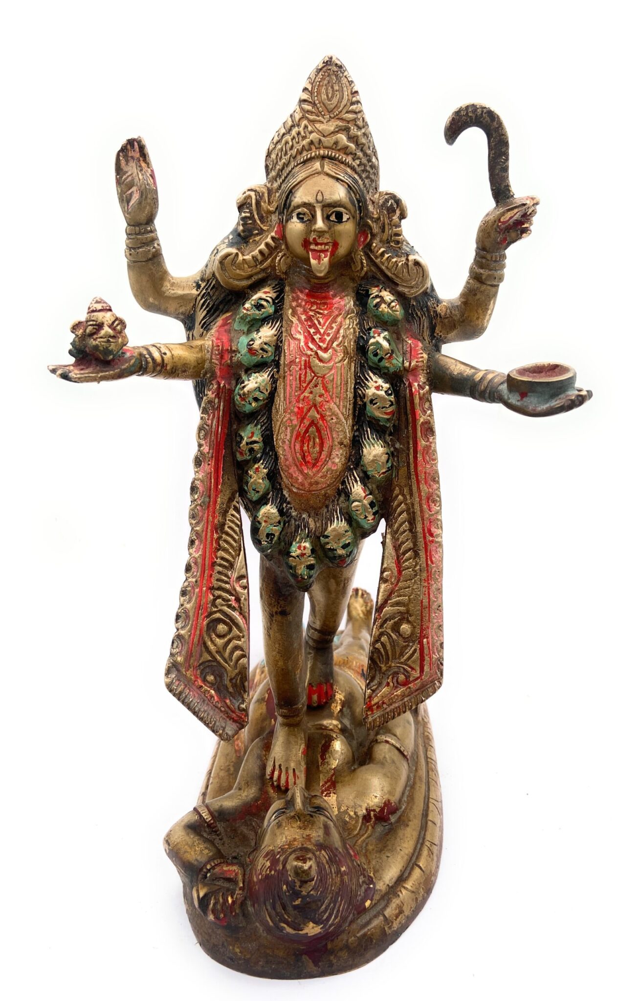 Handcrafted Brass Mahakali Durga Idol – Kali Maa, Kalika Devi, Chamundeshwari, Bhadra Kali Statue for Home Temple & Puja Decor,Gold, 11.5 Inch, 1 Piece