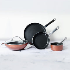 Meyer Luminescence Non-Stick 8pcs Set, Copper (Saucepan+Kadai+Frypan+Tawa+Accessories)
