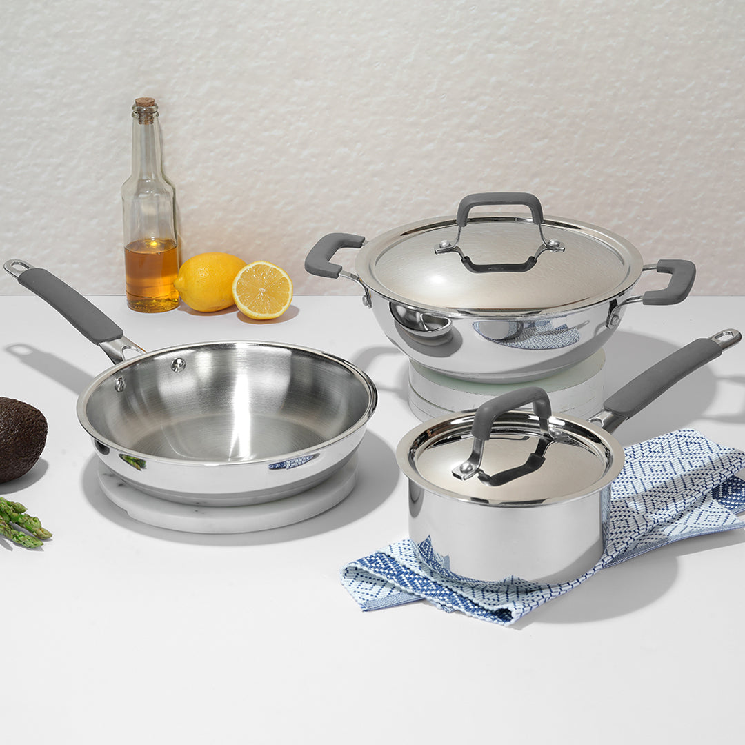 Vinod Platinum Triply Luxe 3 pc Set (with Lids)