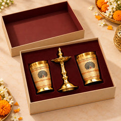 Brass Luxury Gift Hamper with Glasses & Samai/Lamp