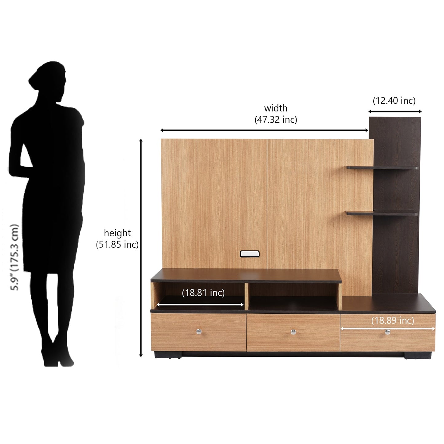 Nilkamal Macario Wall Unit (New Wenge / Urban Teak)