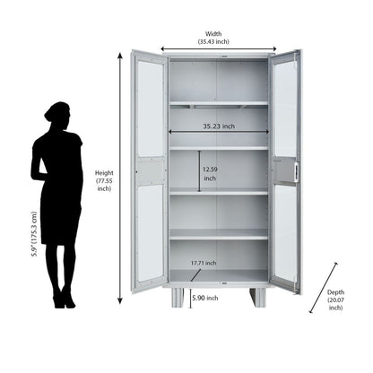 Nilkamal Magna KD Glass Door Office Almira (Grey)