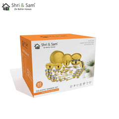 Stainless Steel 60 PCS Dinner Set (4 People) with Gold PVD Coating Majestic
