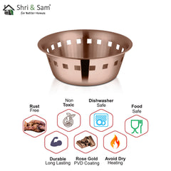 Stainless Steel Bread Basket with Rose Gold PVD Coating Majestic