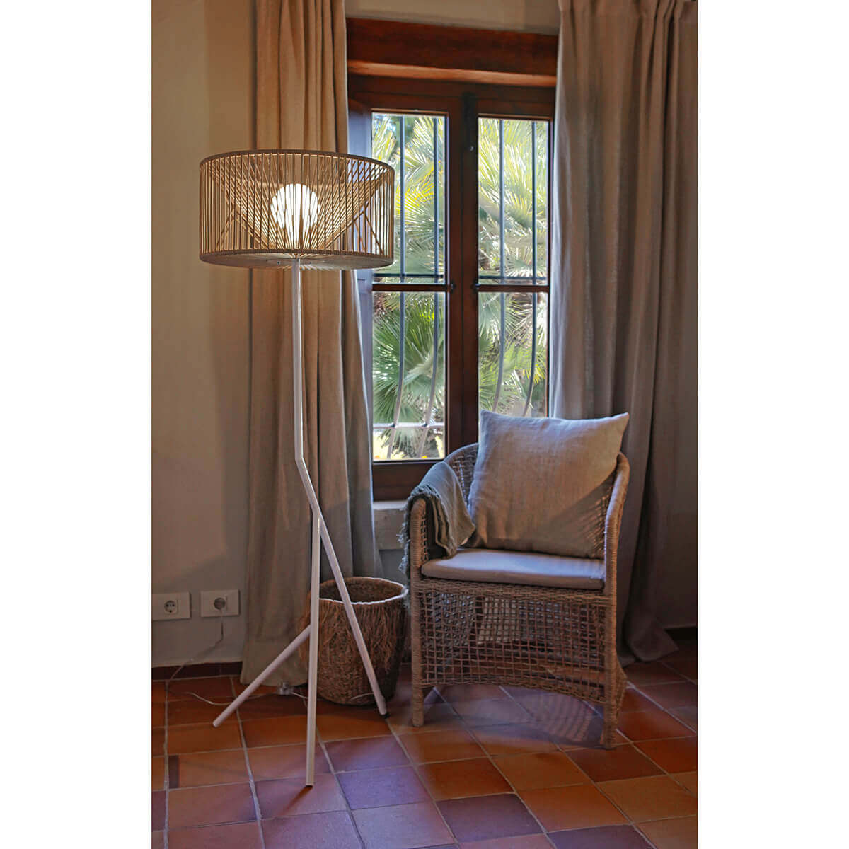 Gerde Outdoor Wicker Floor Lamp
