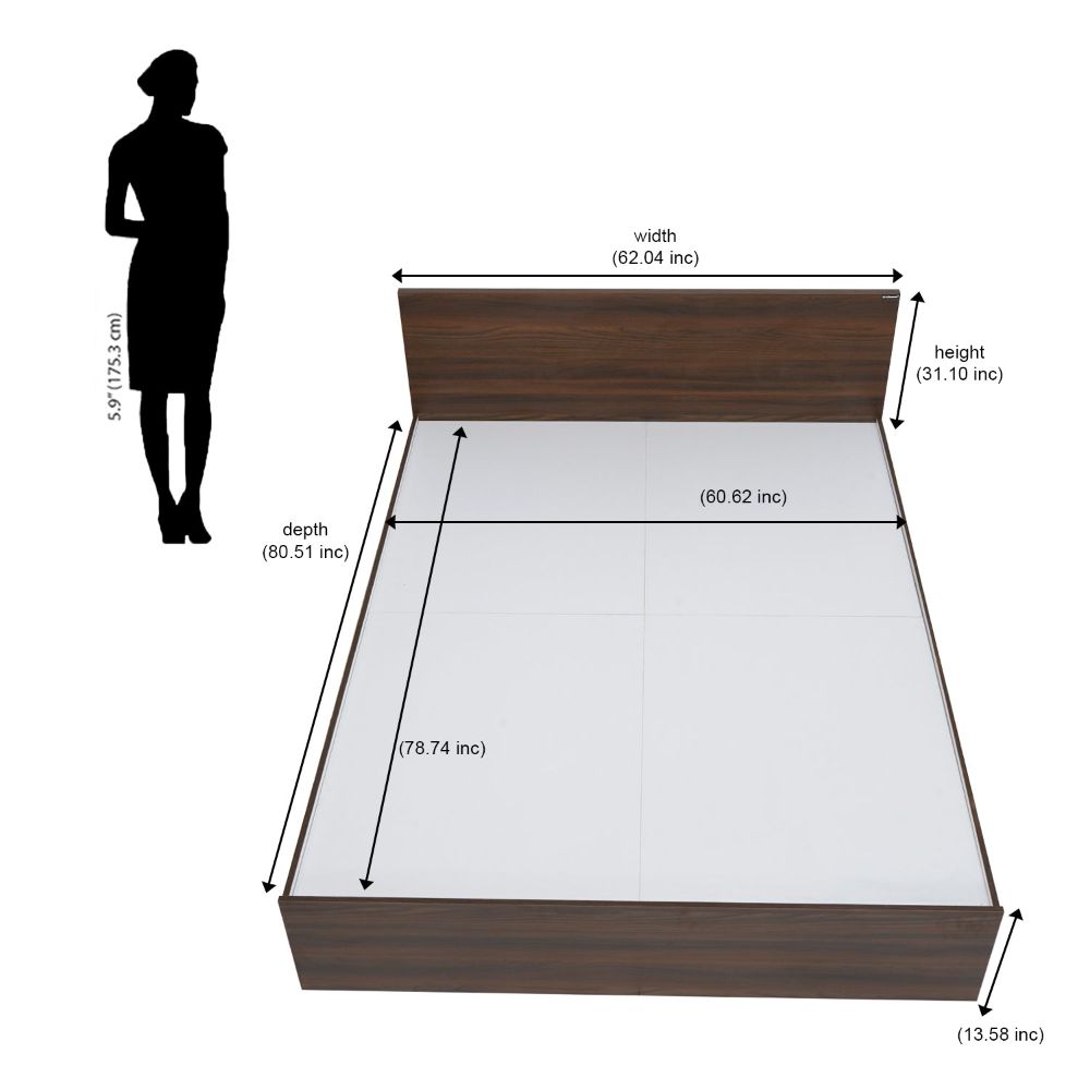 Nilkamal Arthur Queen Bed (Walnut)