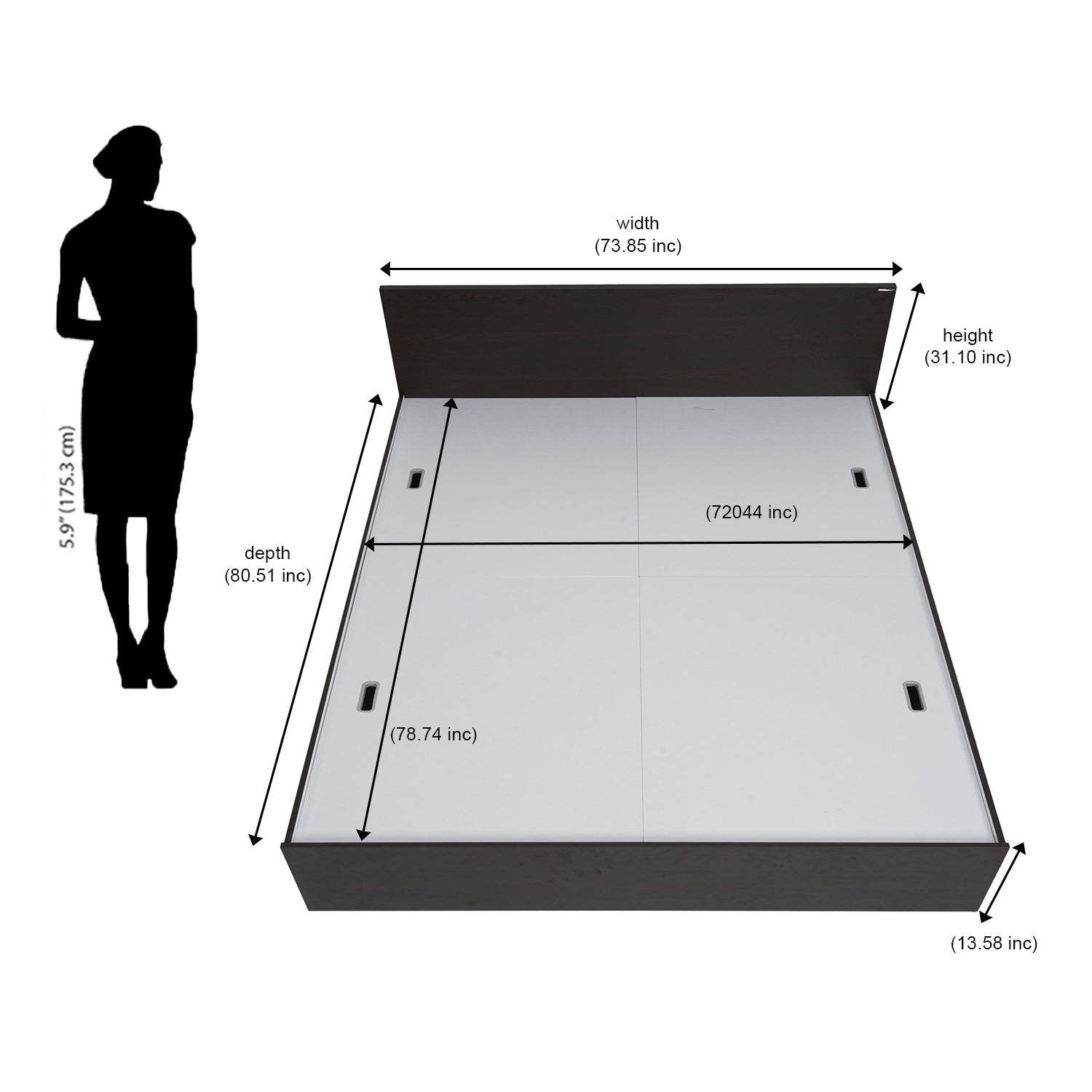 Nilkamal Arthur King Bed with Storage (Walnut)