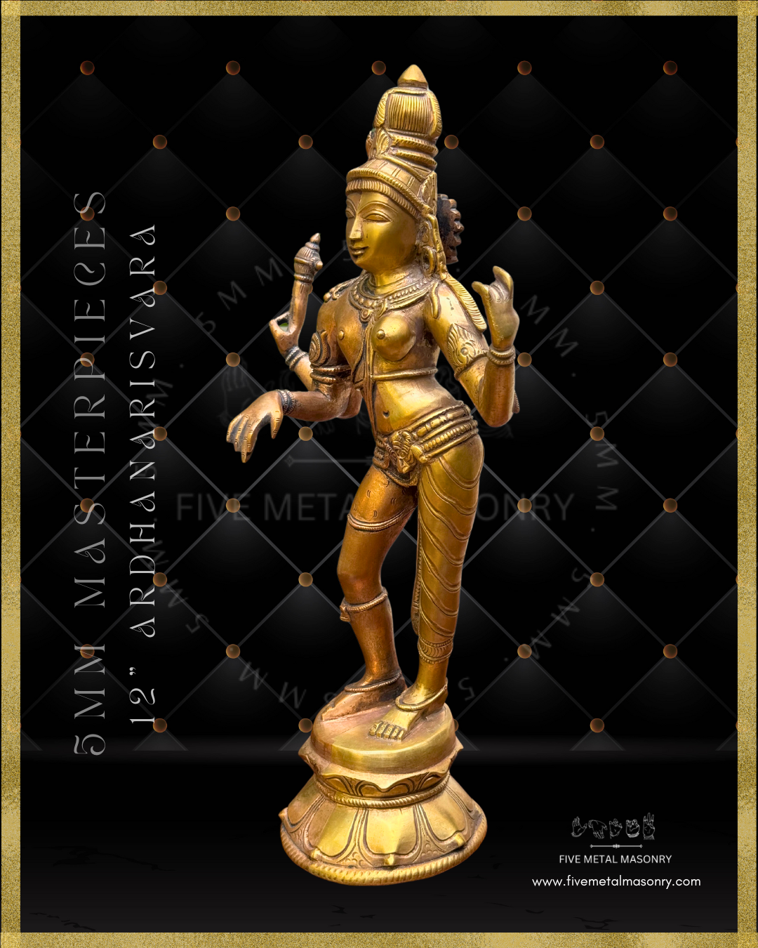 Ardhanarisvara Shiva Panchaloha Bronze Icon - 12" - Masterpieces Collection
