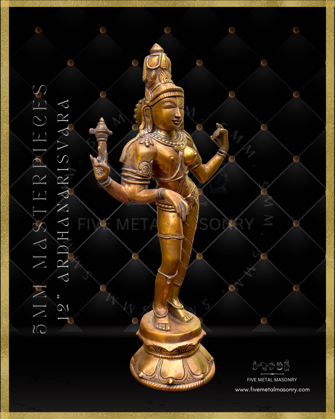 Ardhanarisvara Shiva Panchaloha Bronze Icon - 12" - Masterpieces Collection