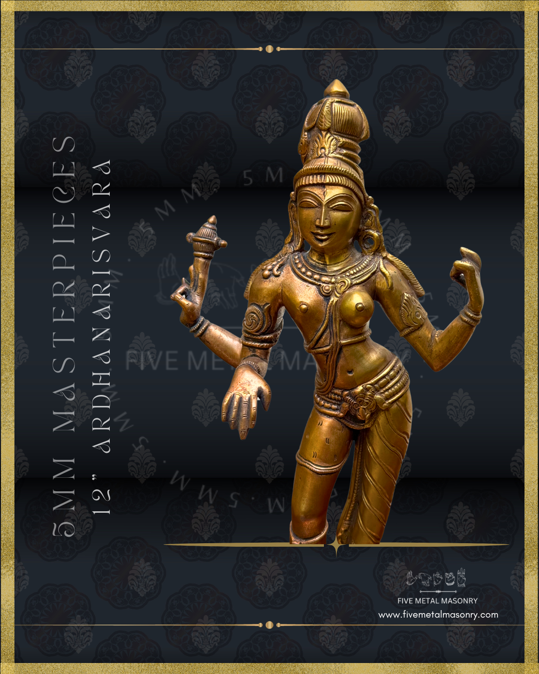 Ardhanarisvara Shiva Panchaloha Bronze Icon - 12" - Masterpieces Collection