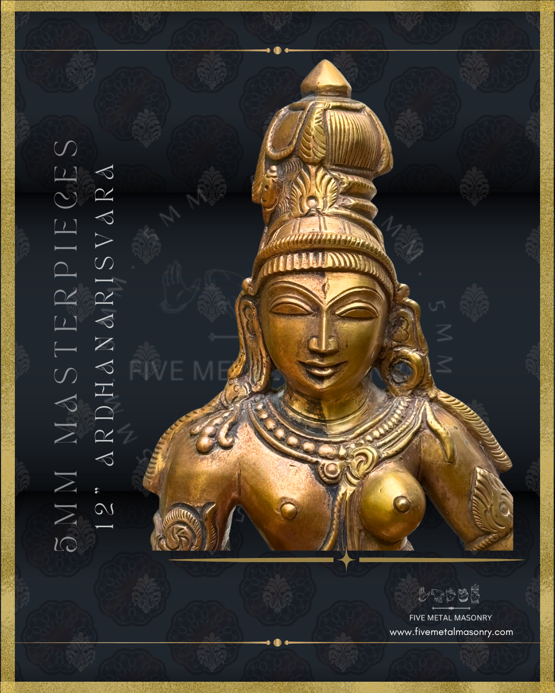 Ardhanarisvara Shiva Panchaloha Bronze Icon - 12" - Masterpieces Collection