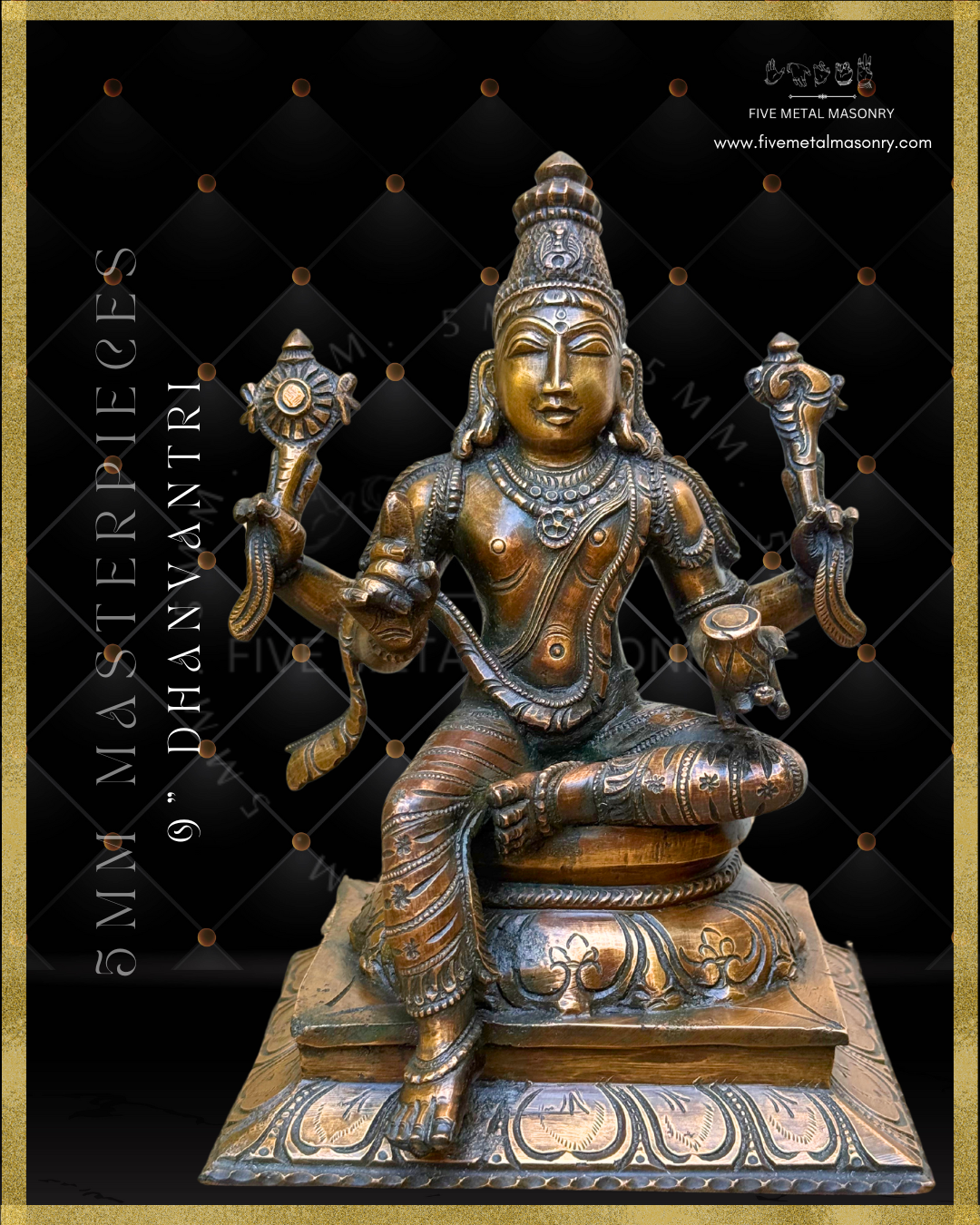 Dhanvantri Panchaloha Bronze Icon -9" -  Masterpieces Collection