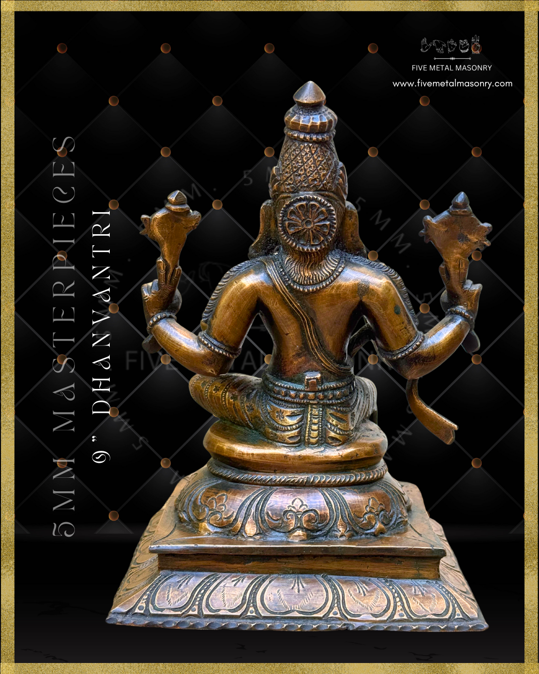 Dhanvantri Panchaloha Bronze Icon -9" -  Masterpieces Collection