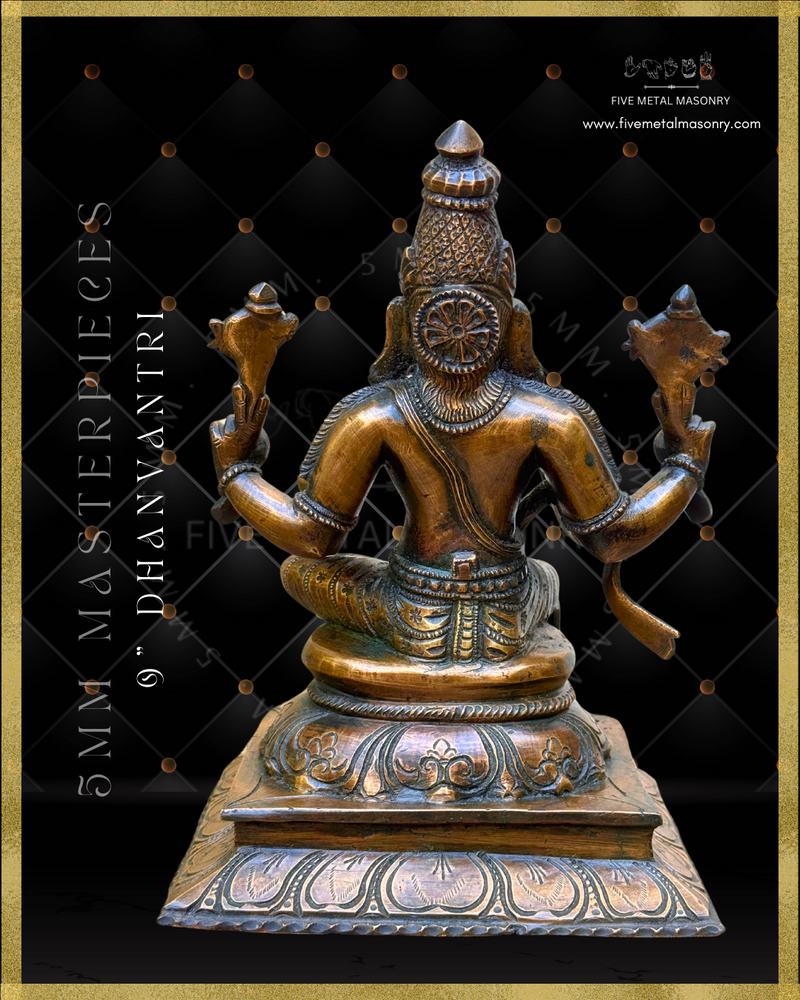 Dhanvantri Panchaloha Bronze Icon -9" -  Masterpieces Collection