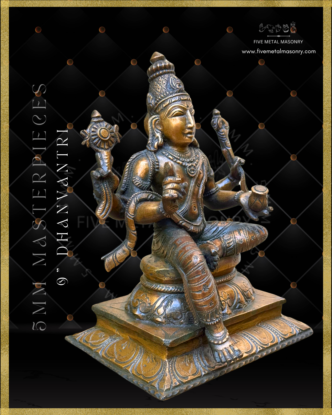 Dhanvantri Panchaloha Bronze Icon -9" -  Masterpieces Collection