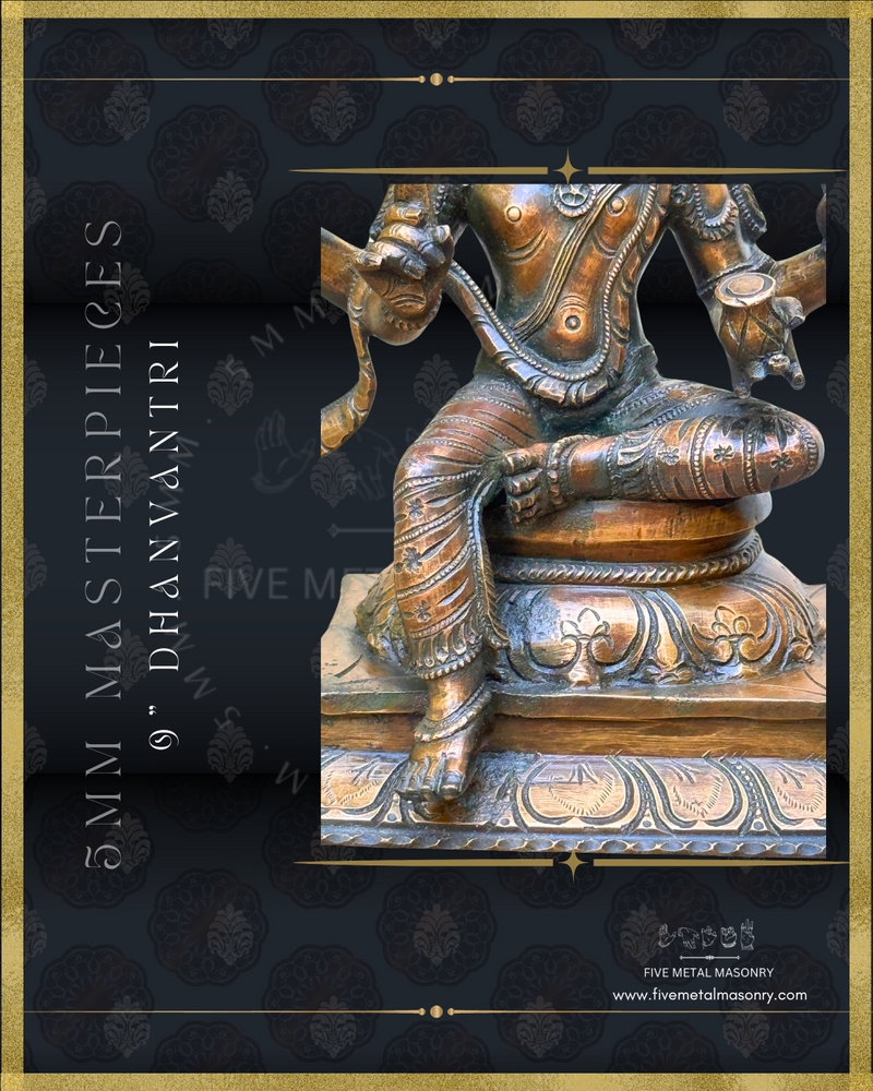 Dhanvantri Panchaloha Bronze Icon -9" -  Masterpieces Collection