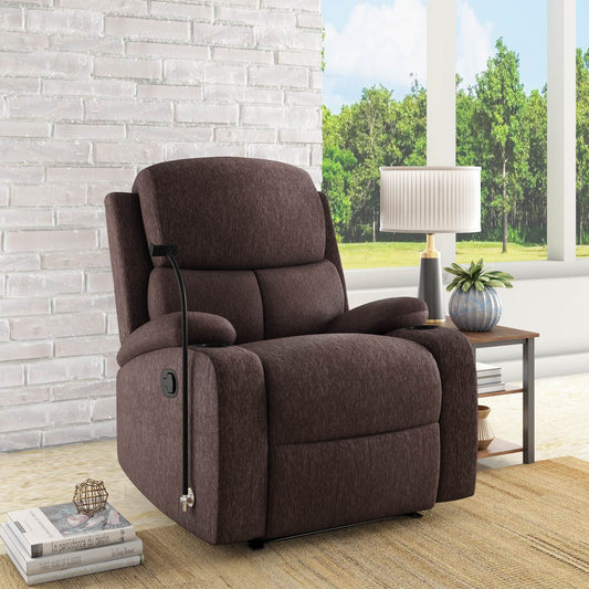 Nilkamal Matt 1 Seater Manual Recliner with Cup & Mobile Holder (Cocoa Brown)